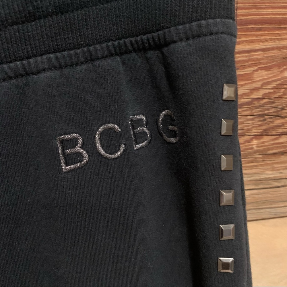 Y2K BCBGMaxAzria Black Rivetted Bootcut Drawstring Track Pant Size M - Picture 4 of 13